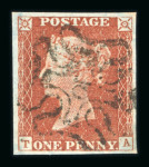 Stamp of Great Britain » 1841 1d Red 1841 1d red-brown group of 11 4 margin examples, with