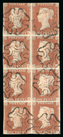 Stamp of Great Britain » 1841 1d Red 1841 1d red-brown in block of 8 CK-FL with clear to