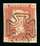 Stamp of Great Britain » 1841 1d Red 1841 1d red-brown group of 6 fine 4 margin examples,