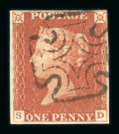 Stamp of Great Britain » 1841 1d Red 1841 1d red-brown group of 6 fine 4 margin examples,