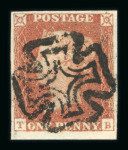 Stamp of Great Britain » 1841 1d Red 1841 1d red-brown group of 6 fine 4 margin examples,