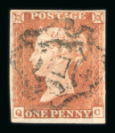 Stamp of Great Britain » 1841 1d Red 1841 1d red-brown group of 6 fine 4 margin examples,