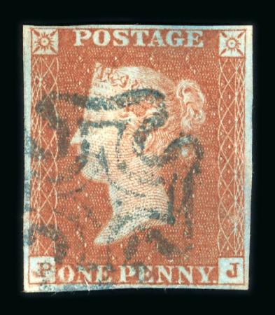 Stamp of Great Britain » 1841 1d Red 1841 1d red-brown PJ with 4 margins and fine upright