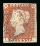 Stamp of Great Britain » 1841 1d Red 1841 1d red-brown group of 5 examples, pl. 28 DL with