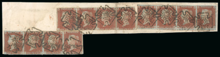 Stamp of Great Britain » 1841 1d Red 1841 1d red-brown pl. 38 in 3 horizontal strips of