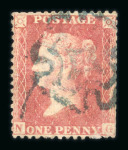 Stamp of Great Britain » 1854-70 Perforated Line Engraved 1857 1d pale rose on yellowish to cream paper perf.14, die II, alphabet III, pl. 37 used with MC of Whitehaven,