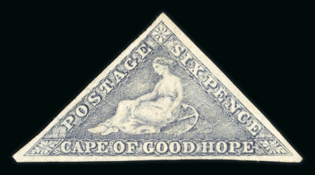 Stamp of South Africa » Cape of Good Hope 1855-63 6d slate-lilac on blued paper unused with 3