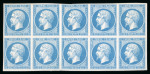 Stamp of France » Empire 1853-1862 1854, Empire 20c bleu YT n° 14A (type I) en bloc de