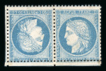 Stamp of France » Siège de Paris 1870 1870, 20c bleu YT n° 37c tête-bêche neuf (*), légère