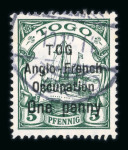 Stamp of Colonies françaises » Togo 1914, Hohenzollern 5pf vert YT n° 33Ab variété Tog