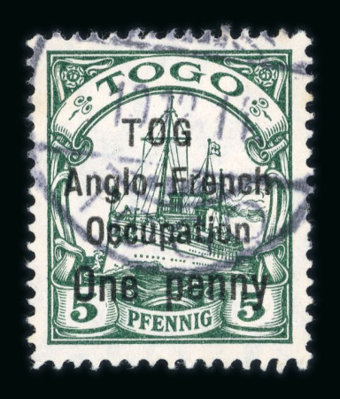 Stamp of Colonies françaises » Togo 1914, Hohenzollern 5pf vert YT n° 33Ab variété Tog
