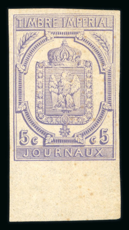 Stamp of France » Journaux 1868, 5c lilas YT n° 4 neuf * bord de feuille inférieur,
