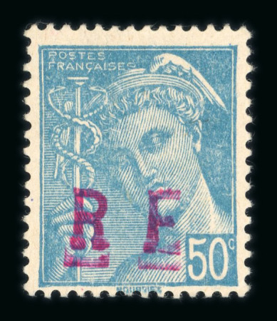 Stamp of France » Libération Niort : 1944, Mercure 50c bleu clair neuf * surcharge