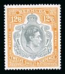 Stamp of Bermuda 1938-53 mint range on pages with 2/- x 7 incl. SG 116,