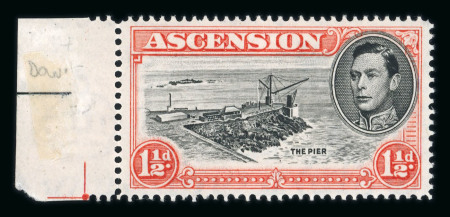 Stamp of Ascension 1938-53 1 1/2d perf.13 marginal mint n.h., showing