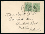 Stamp of Ascension 1902-11 172d (2) on neat little cover to Dublin tied