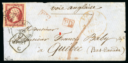 Stamp of France » Empire 1853-1862 1856, lettre envoyée de Toulon au Québec par voie Anglaise