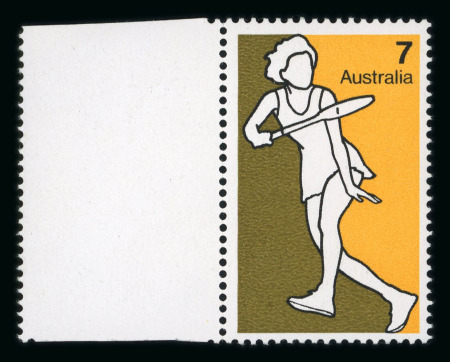 Stamp of Australia » Commonwealth of Australia 1974 Sport 7c Tennis marginal mint n.h., showing 'light