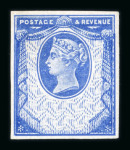Stamp of Great Britain » 1855-1900 Surface Printed » 1887-1900 Jubilee Issue & 1891 £1 Green 1894 1 1/2d Reply Paid Essay imperforate in blue with networked background around the head