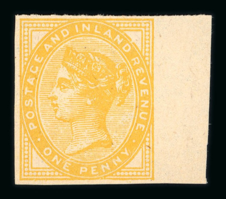 Stamp of Great Britain » 1855-1900 Surface Printed » 1880-81 Provisional Issue and 1881 1d Lilac GB 1881 1d colour trial in yellow on buff, unwatermarked paper