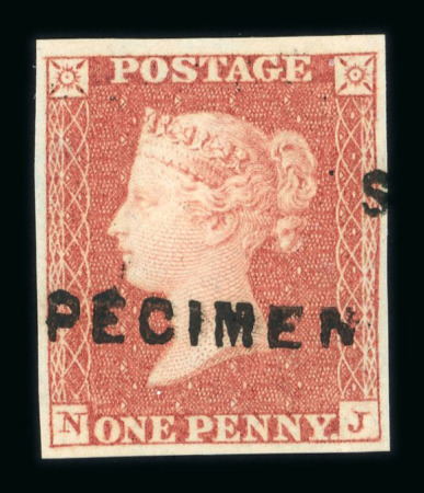 Stamp of Great Britain » 1841 1d Red GB 1841 1d red-brown pl.90 NJ with "SPECIMEN" type 1 overprint