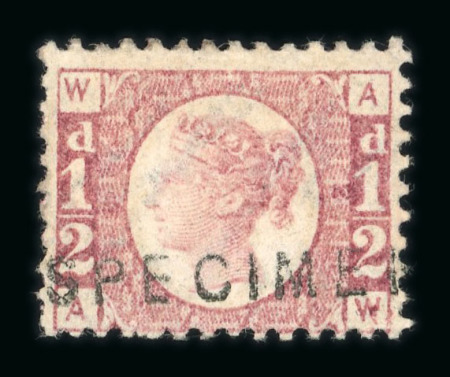 Stamp of Great Britain » 1854-70 Perforated Line Engraved GB 1870-79 1/2d rose pl.3 with "SPECIMEN" type 2 overprint