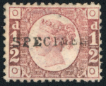 Stamp of Great Britain » 1854-70 Perforated Line Engraved GB 1870-79 group of mint issues with SPECIMEN type 9 opts