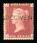 Stamp of Great Britain » 1854-70 Perforated Line Engraved 1864-79 1d rose-red pl.164 with "SPECIMEN" type 8 overprint, two examples