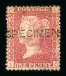 Stamp of Great Britain » 1854-70 Perforated Line Engraved 1864-79 1d rose-red pl.164 with "SPECIMEN" type 8 overprint, two examples