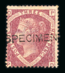 Stamp of Great Britain » 1854-70 Perforated Line Engraved GB 1870-74 1 1/2d rose-red pl.3 with "SPECIMEN" type 8 overprint, two examples