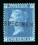 Stamp of Great Britain » 1854-70 Perforated Line Engraved GB 1858-76 2d blue pl.12 with "SPECIMEN" type 7 overprint
