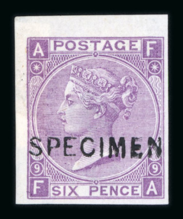 Stamp of Great Britain » 1855-1900 Surface Printed » 1867-80 Large Uncoloured Corner Letters, Wmk Spray of Rose 1867-80 6d lilac pl.9 imperforate mint optd. SPECIMEN