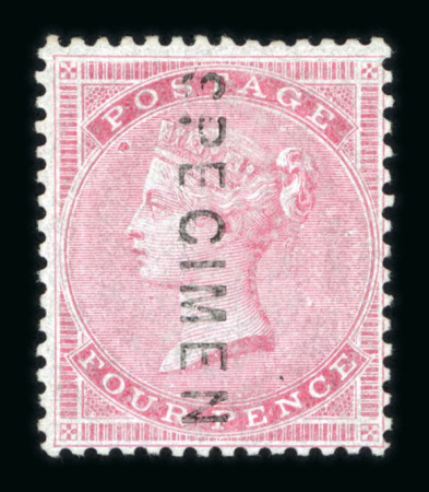 Stamp of Great Britain » 1855-1900 Surface Printed » 1855-57 No Corner Letters 1855-57 Medium Garter 4d carmine on blued paper mint
