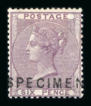 Stamp of Great Britain » 1855-1900 Surface Printed » 1855-57 No Corner Letters 1857 Emblems 6d lilac mint, three examples with SPECIMEN