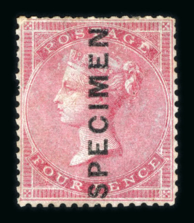 Stamp of Great Britain » 1855-1900 Surface Printed » 1855-57 No Corner Letters 1857 Emblems 1/- deep green mint optd. SPECIMEN (type
