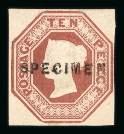 Stamp of Great Britain » 1847-54 Embossed 1847-54 10d brown with 4 margins mint optd. SPECIMEN