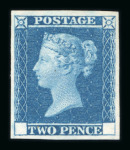Stamp of Great Britain » 1841 2d Blue 1841 Small Trial 2d blue imperforate with void corners.