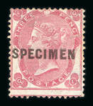 Stamp of Great Britain » 1855-1900 Surface Printed » 1862-64 Small Uncoloured Corner Letters GB 1862-64 3d pale carmine and 3d bright carmine with "SPECIMEN" type 5 overprints