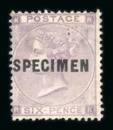 Stamp of Great Britain » 1855-1900 Surface Printed » 1862-64 Small Uncoloured Corner Letters 1862-64 6d lilac mint, 2 examples optd. SPECIMEN types