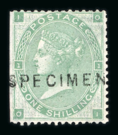 Stamp of Great Britain » 1855-1900 Surface Printed » 1862-64 Small Uncoloured Corner Letters 1862-64 1/- green mint optd. SPECIMEN (type 2), scarce.