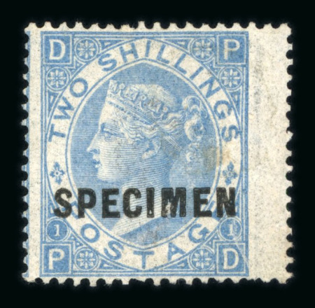 Stamp of Great Britain » 1855-1900 Surface Printed » 1867-80 Large Uncoloured Corner Letters, Wmk Spray of Rose 1867-80 2/- dull blue mint wing marginal example optd.