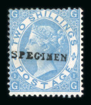 Stamp of Great Britain » 1855-1900 Surface Printed » 1867-80 Large Uncoloured Corner Letters, Wmk Spray of Rose 1867-80 2/- dull blue and 2/- deep blue mint with SPECIMEN