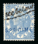 Stamp of Great Britain » 1855-1900 Surface Printed » 1867-80 Large Uncoloured Corner Letters, Wmk Spray of Rose 1867-80 2/- dull blue mint optd. SPECIMEN (type 2,