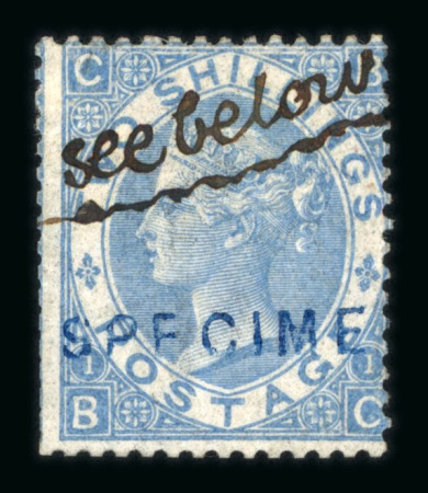 Stamp of Great Britain » 1855-1900 Surface Printed » 1867-80 Large Uncoloured Corner Letters, Wmk Spray of Rose 1867-80 2/- dull blue mint optd. SPECIMEN (type 2,