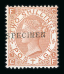 Stamp of Great Britain » 1855-1900 Surface Printed » 1867-80 Large Uncoloured Corner Letters, Wmk Spray of Rose 1867-80 2/- brown CF mint optd. SPECIMEN (type 9),