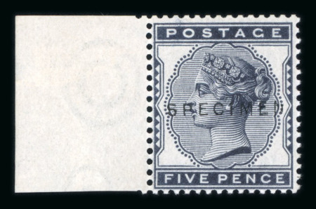 Stamp of Great Britain » 1855-1900 Surface Printed » 1880-81 Provisional Issue and 1881 1d Lilac 1880-81 5d indigo with "SPECIMEN" type 12 mint n.h.