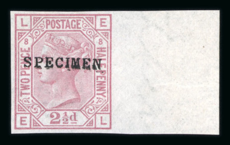Stamp of Great Britain » 1855-1900 Surface Printed » 1873-80 Large Coloured Corner Letters 1873-80 2 1-2d rosy mauve pl.8 imperforate mint marginal