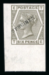 Stamp of Great Britain » 1855-1900 Surface Printed » 1873-80 Large Coloured Corner Letters 1873-80 6d grey pl.16 lower marginal imperforate mint
