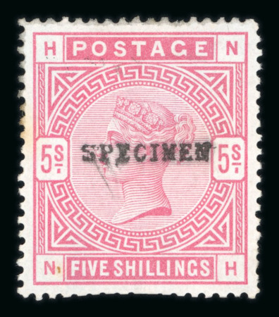 Stamp of Great Britain » 1855-1900 Surface Printed » 1883-84 & 1888 High Values 1883-84 5/- rose mint optd. SPECIMEN (type 9), the
