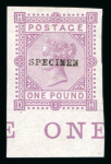 Stamp of Great Britain » 1855-1900 Surface Printed » 1867-83 High Values 1867-83 £1 colour trial imperforate lower margin (with